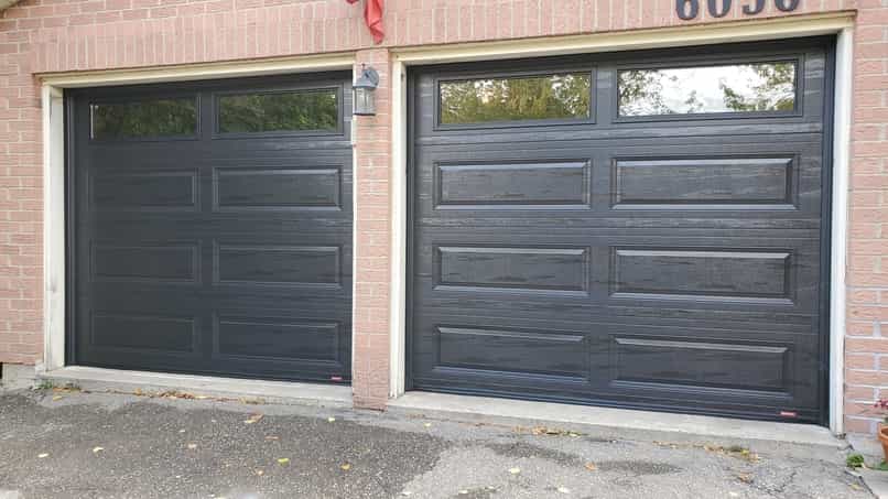 Black single garage doors replaced in Mississauga by Pro Entry